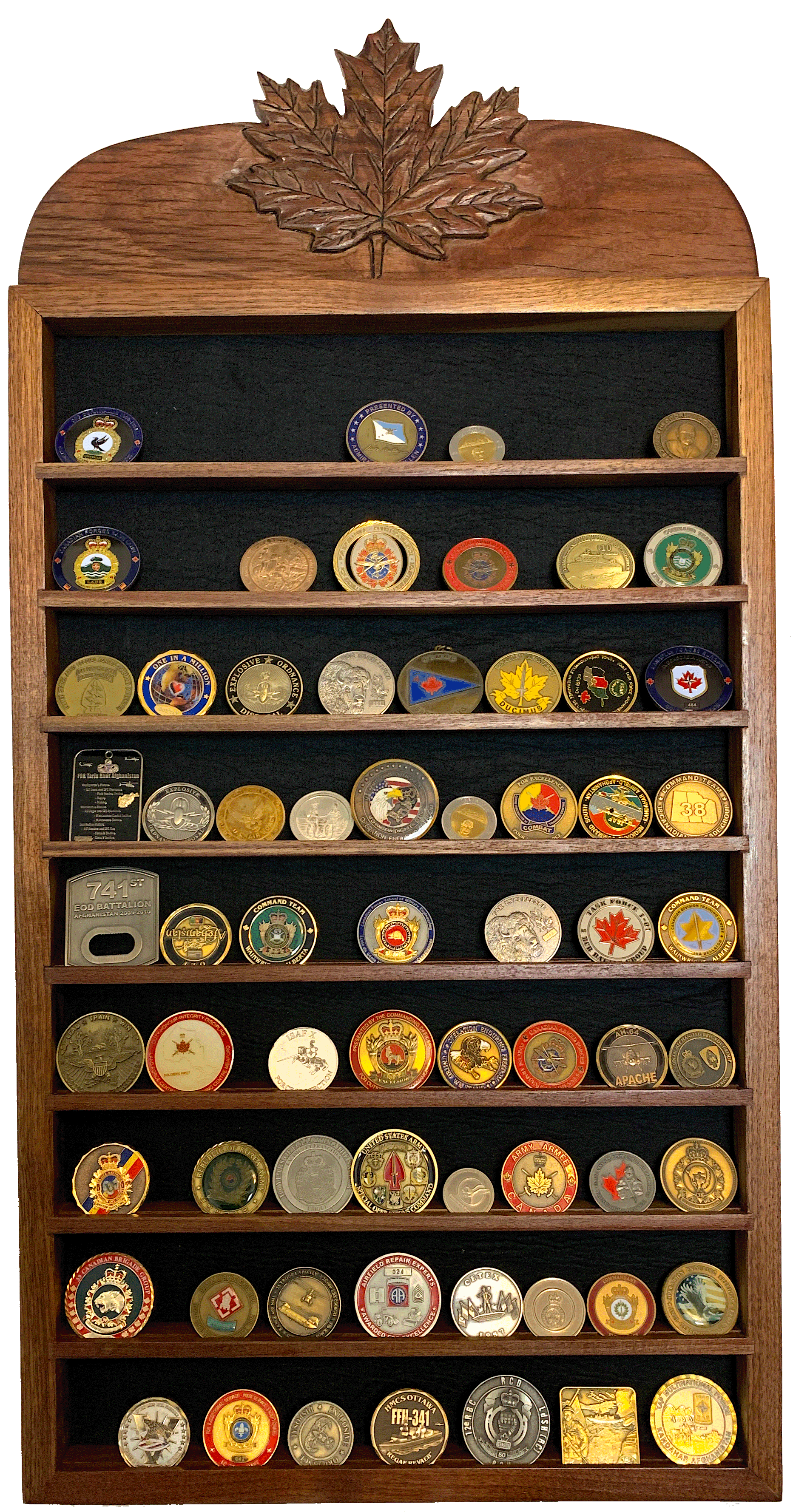 Challenge Coin Displays, very coold designs, all hand made by a militay veteran, DW CArving Studio